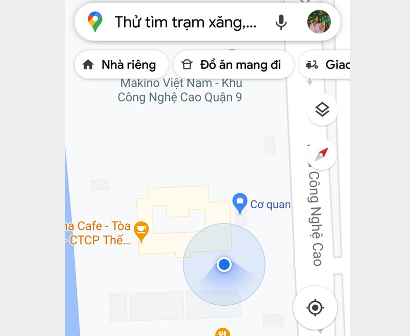 Tìm đến vị trí bạn muốn xem tọa độ